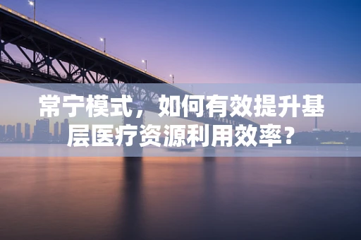 常宁模式，如何有效提升基层医疗资源利用效率？